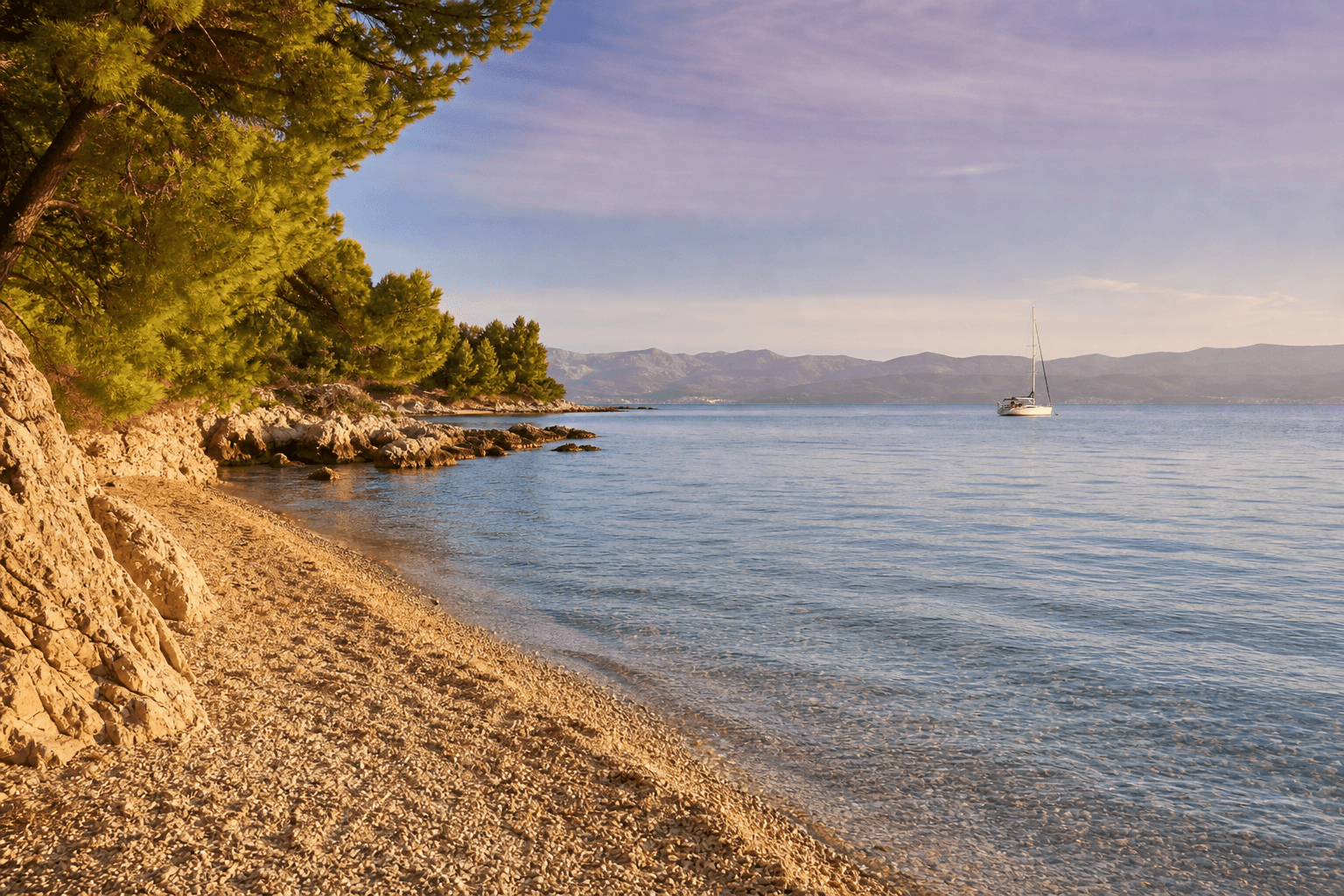 Croatia in shoulder season — calm Adriatic sea and golden September light
