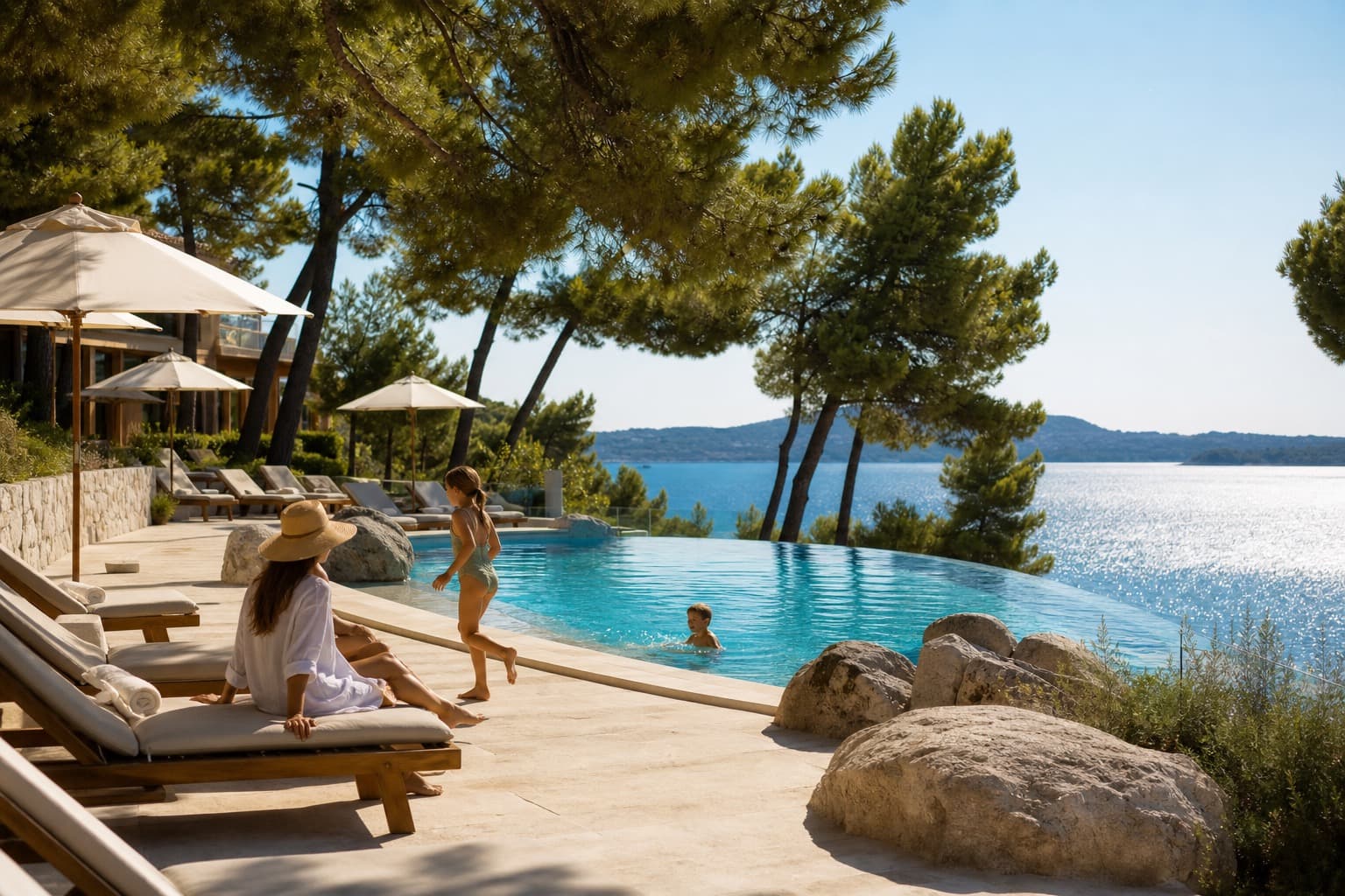 Best family luxury hotels in Croatia — resort pool overlooking the Adriatic