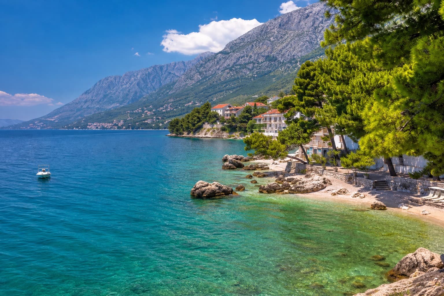 Croatia in June — early-summer Adriatic cove under clear blue sky